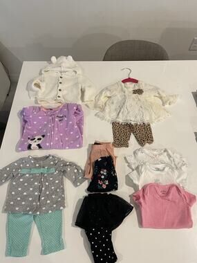 Baby Girl Clothes Bundle NB-3 Months Lot of 11 Pieces Outfits